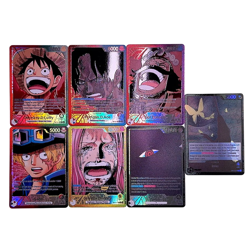 One Piece TCG OPCG English Leader card OP13 Leader Card Set Luffy Ace Roger  Sabo Bonney Imu Textured Foil Card - AliExpress 26