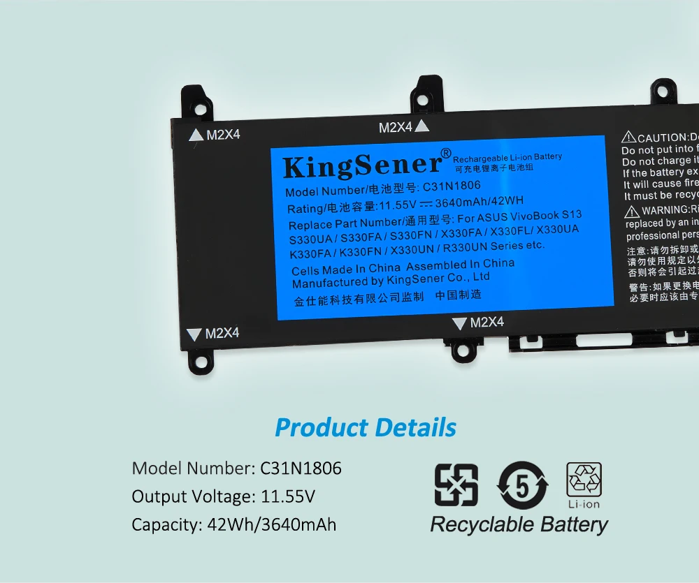 Kingsener-bateria do Portátil para Asus Vivobook S13 S330fa-ey001t S330ua S330un-ey011 X330ua Adol13f C31n1806 3icp5 58 57 11.55v 42wh - Imagem 5