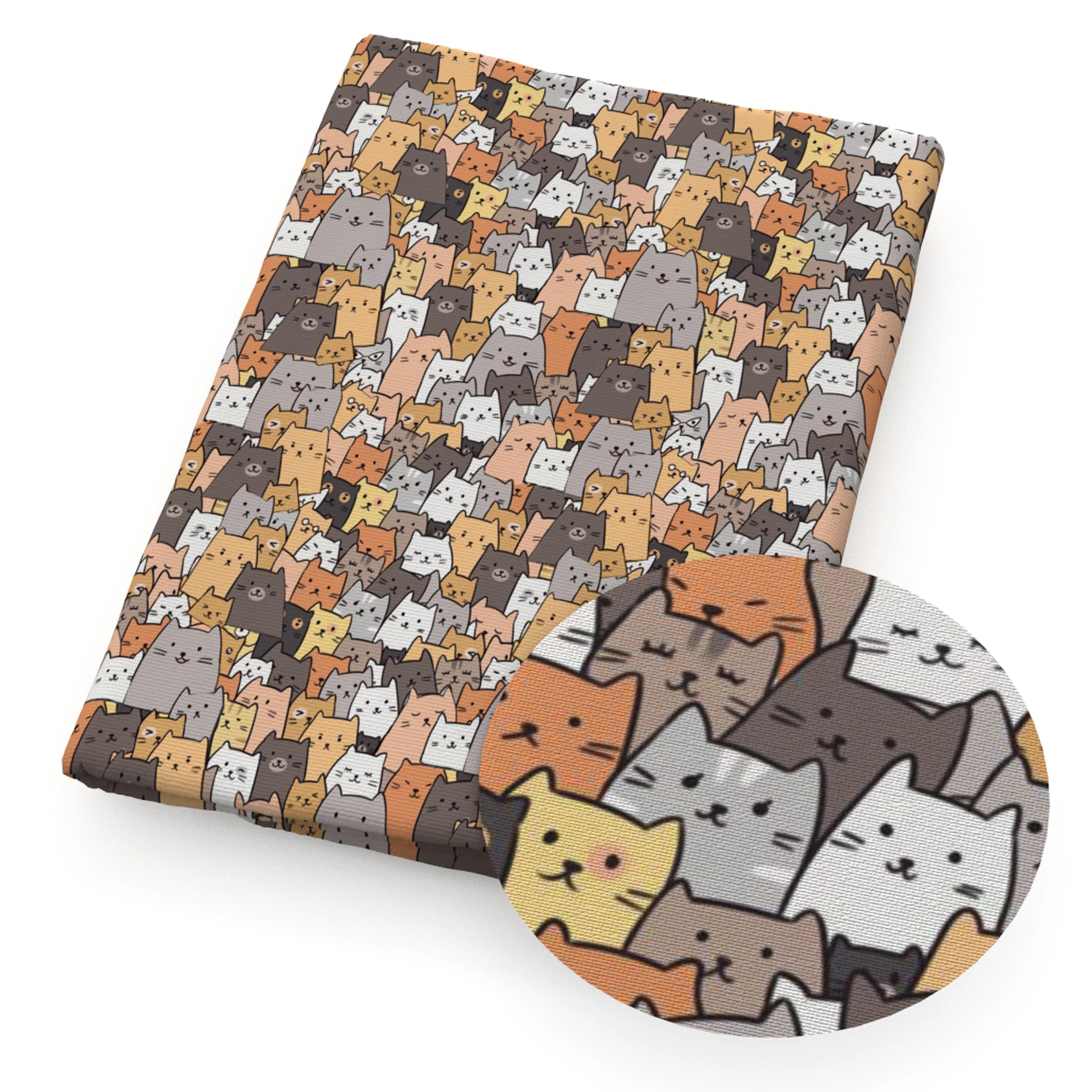 50x145cm 폴리 에스터 코튼 원단 고양이 인쇄 원단 파티 장식 공예 프로젝트 헤어 타이 DIY 퀼트 및 봉제