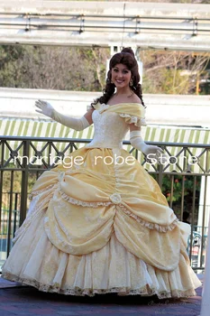 Gold Velvet Princess Victorian Prom Dresses 1