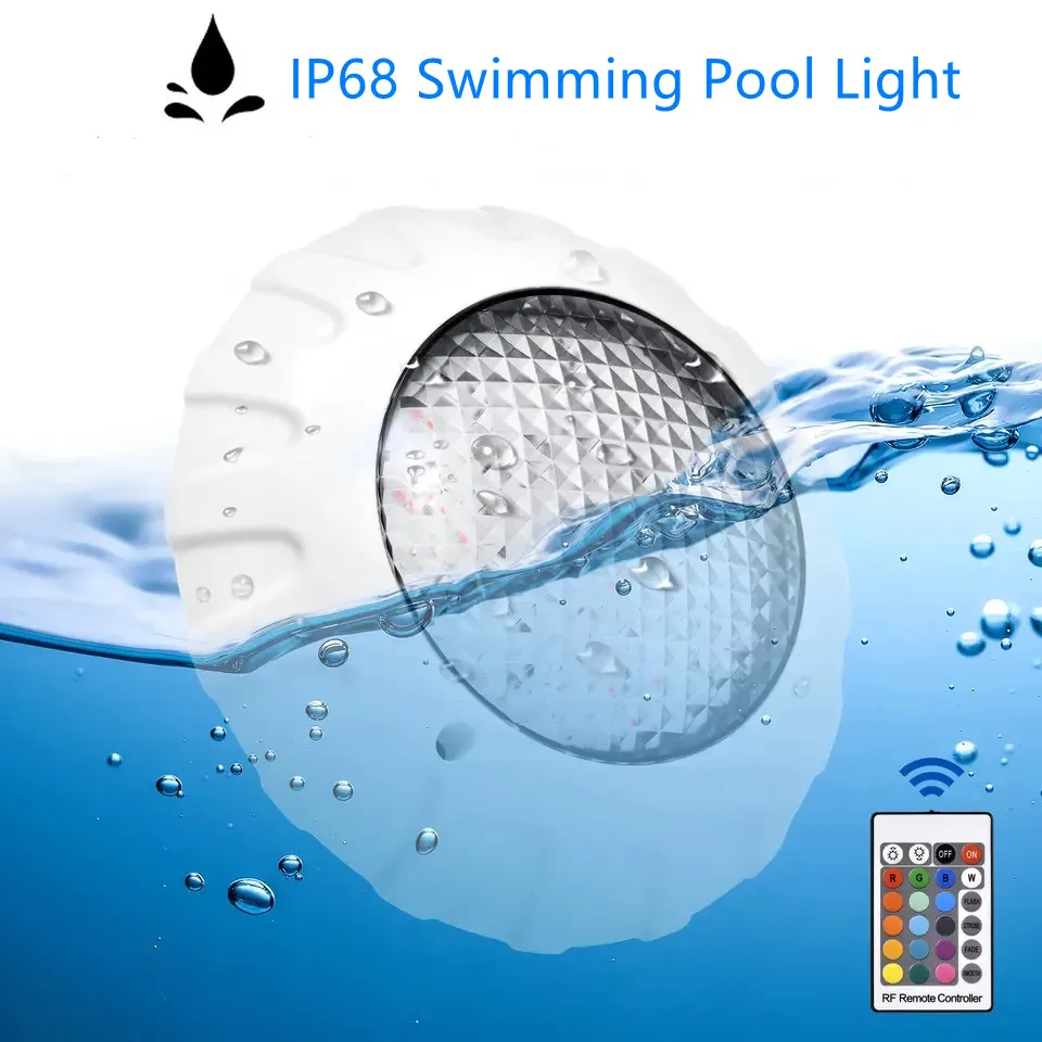 

38W LED Swimming Pool Light RGB with Remote Control Surface Wall Mounted Garden Lights DC12V Waterproof IP68 Underwater Lamp