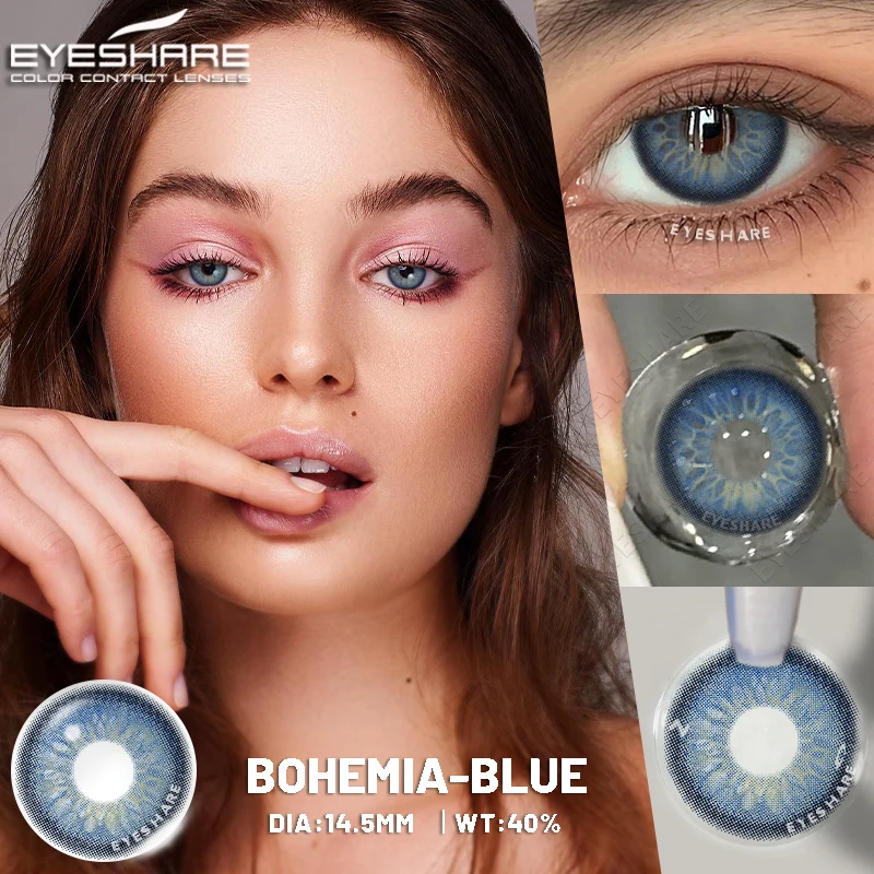 EYESHARE 1 Paar Farbige Kontaktlinsen für Augenfarbe, Natürliches Schwarz, Grau, Blau, Kosmetische Schönheitslinsen – Detail 24