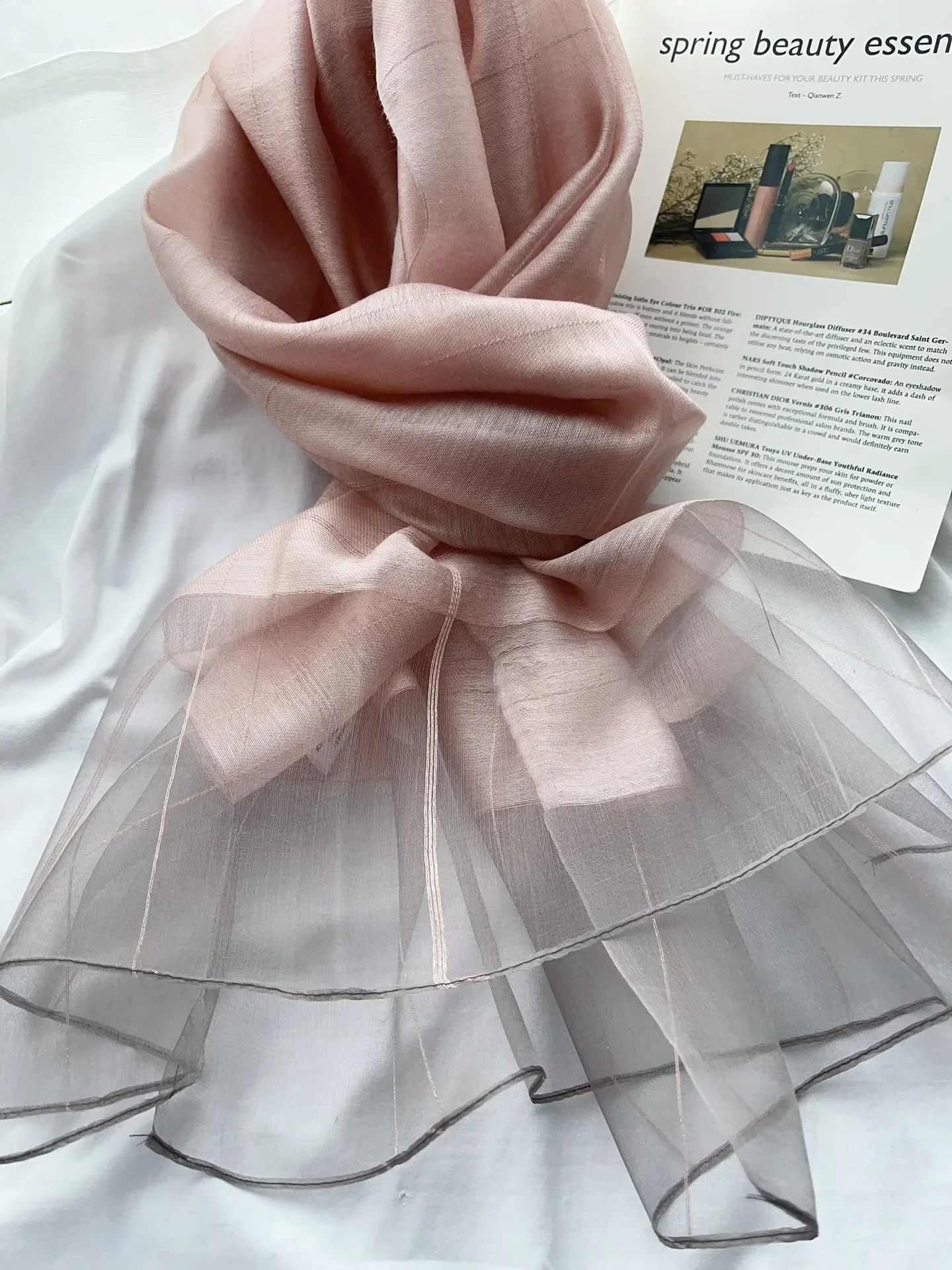 Mulberry Silk Long Scarf for Women, Spring Autumn Lightweight