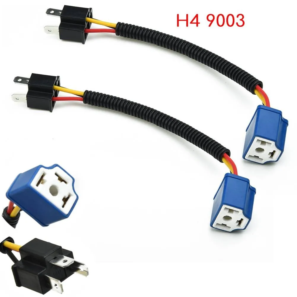 

2pcs/kit H4 socket connector 9003 Bulb For car For motorcycle Headlight Wiring Harness Blue+Black Heat resistance