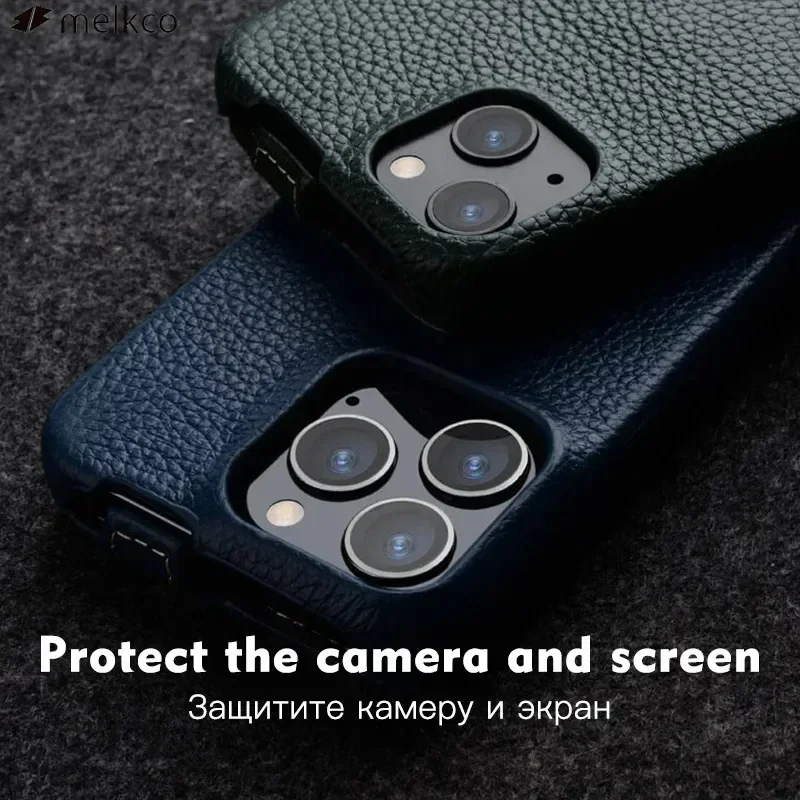 Premium Genuine Leather Flip Case - Luxury Cowhide Phone Cover