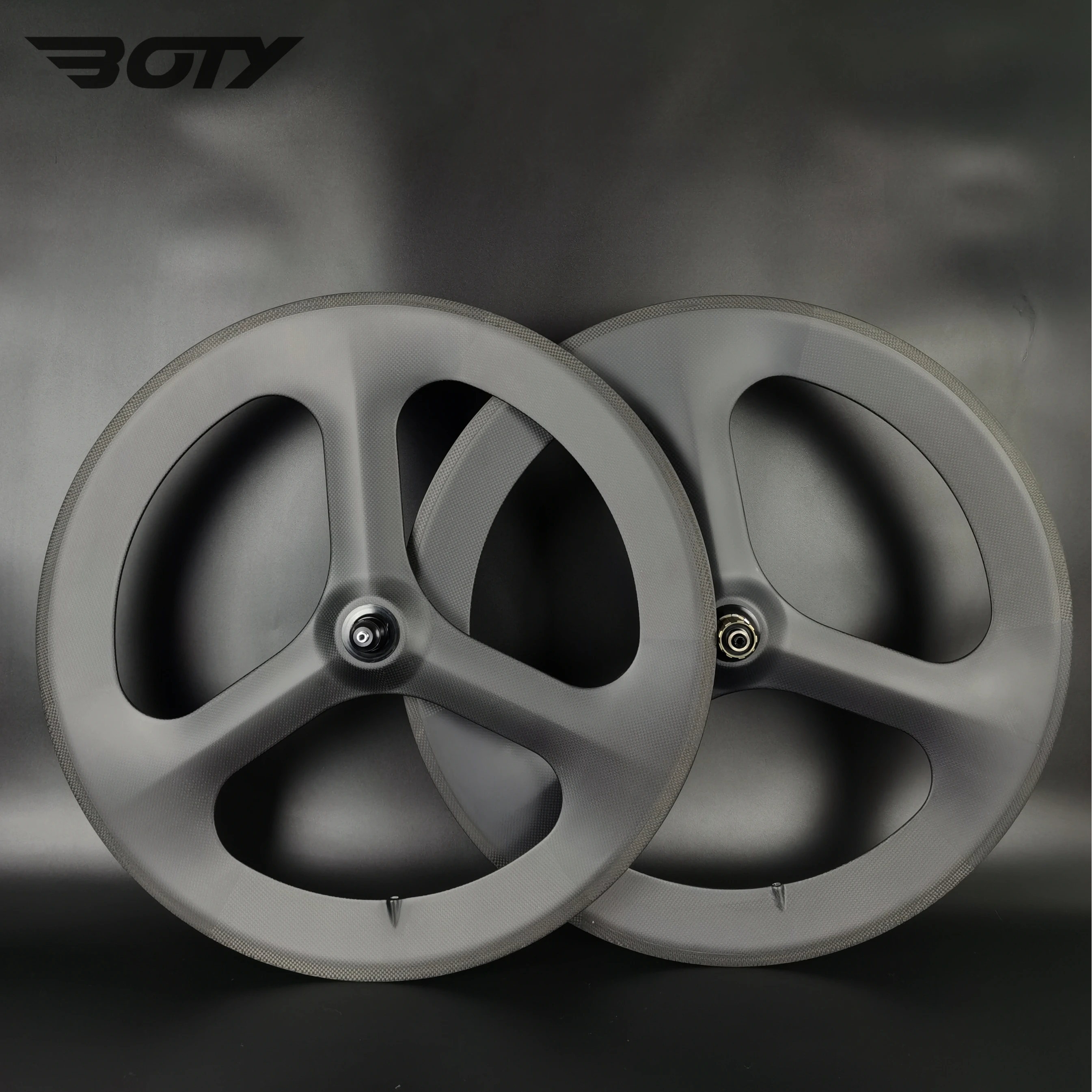 Paire De Roues Carbone 700C 70mm Tri Spokes - 3 Rayons - Route/Piste - Blanches