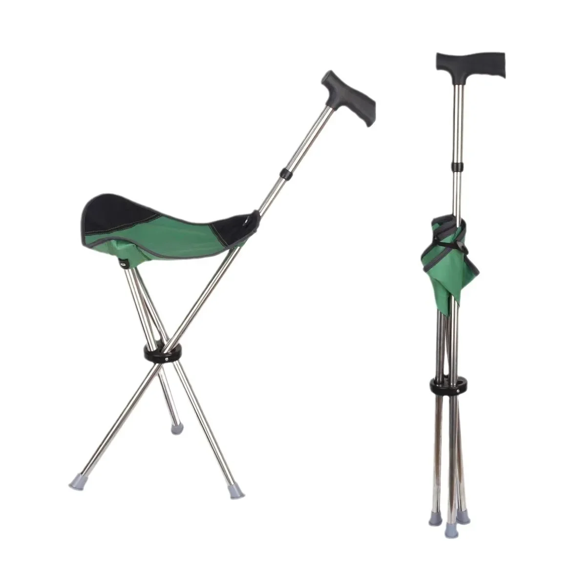 Outdoor Climbing Mountain Beach Chair Retractable Folding Straight Cane Stool Elderly Assistance Walking Leisure Hand-held Chair