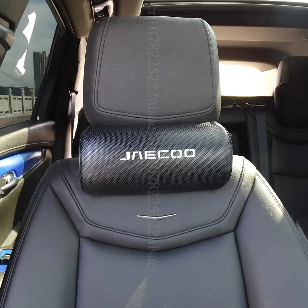 Car Neck Pillows For Chery Jaecoo J7 J8 + Carbon Fiber Leather Typer Emblem Neck Rest Headrest Car Styling Accessories car pillow car headrest car neck pillow