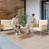Patio Furniture Set, 4 Pieces Wicker Outdoor Conversation Set, All-Weather PE Rattan Bistro Set with Glass Side Table 4