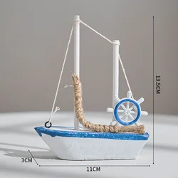 Mini Mediterranean Nautical Wooden Sailing Boat Ornament (Helm)