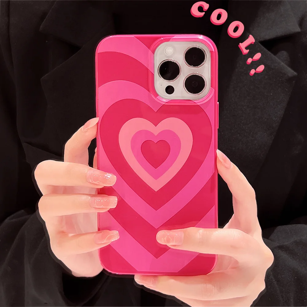 Custodie Per Telefoni Con Cuore Rosso Rosa Per Iphone 11 12 13 14 15 Pro Max Per Iphone Xs Xr Custodia Per Iphone Vintage Coreana Rosa Rossa Y2K Carin