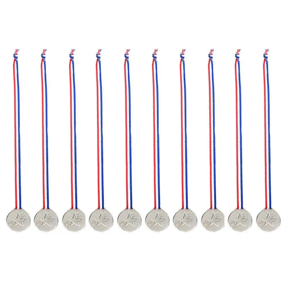 Description Picture 3 of item10pcs Award Medal with Neck Ribbons Plastic Winner Medals Children's Football Sports Party Competition Souvenir Gift Kids Toys
