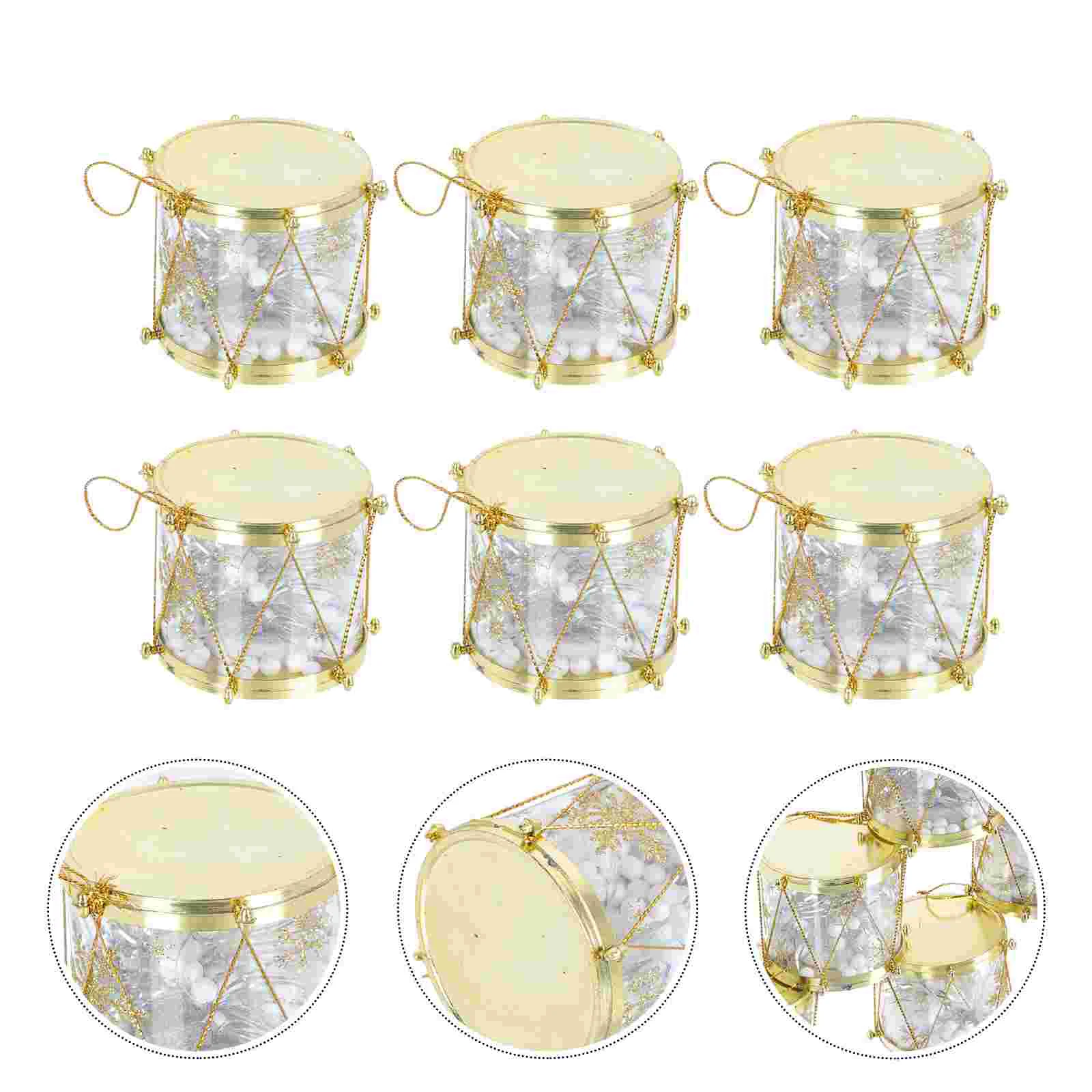

6 Pcs Decorative Lights Mini Plastic Drum Christmas Decors Xmas Party Hanging Tree Pendants