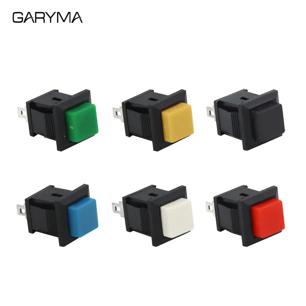 6Pcs DS-430 자동 잠금 스위치 리셋 스위치 순간 푸시 버튼 사각형 전원 스위치 ON-OFF 2Pin 1A/250VAC 3A/125VAC