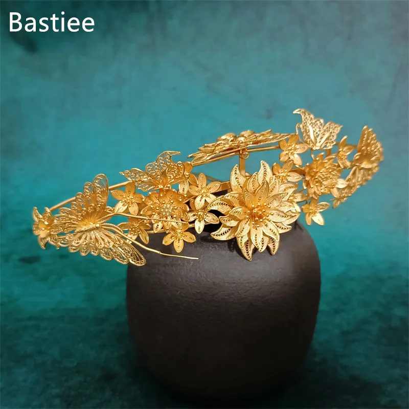 BastieeHanfuCrownHairAccessories999SterlingSilverGildedHairForksChineseHmong