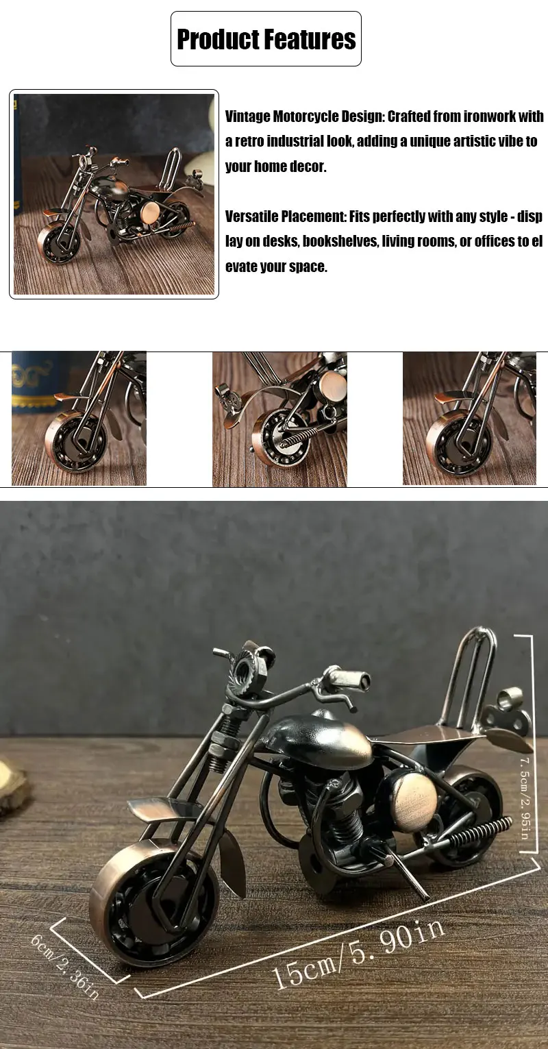 Metal Motorcycle Antique Handmade Home Decor