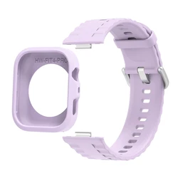 Silicone Strap with Protective Case for Smartwatch Replacement Wristband (Purple)
