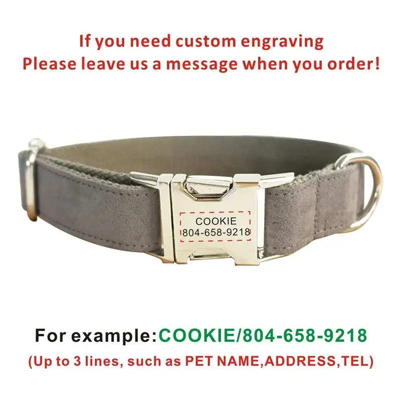 dog collar Personalized Dog Collar Pet Collars Free Engraving ID Nameplate Tag Pet Accessory Multi Velvet Puppy Collar Leash