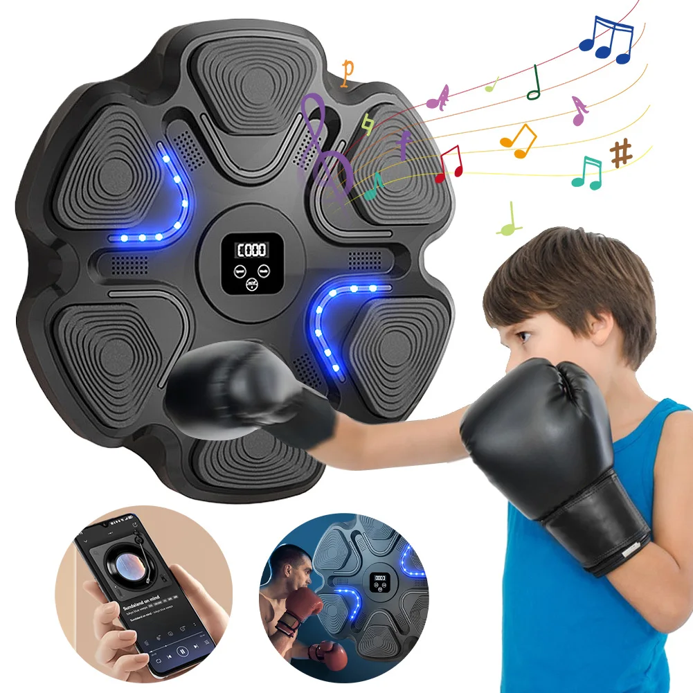 BT Smart Music Boxing Machine Adult/Children Sports Fitness Boxing Trainer Home Exercise Response Training Wall Target