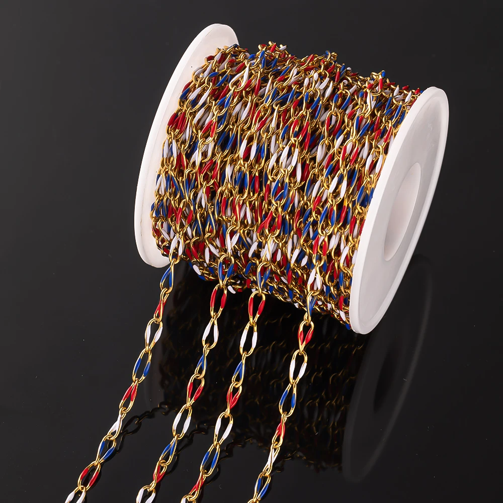 1 Meter vergoldete Edelstahl-Emaille-Ketten für Schmuckherstellung, DIY-Kabelketten für Schmuck, Halskette, Armbänder, Zubehör – Detail 5