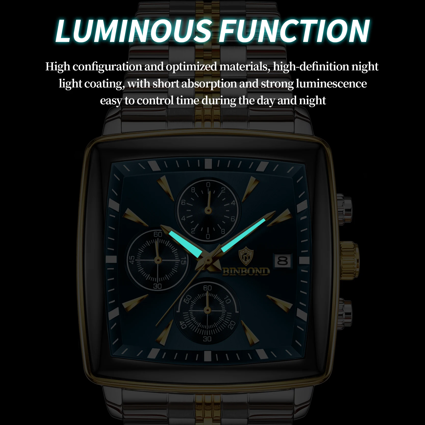 2025 New Luxury Square Sport Man Wristwatch Waterproof Luminous Chronograph Quartz Men's Watches Stainless Steel Men Watch Reloj 4
