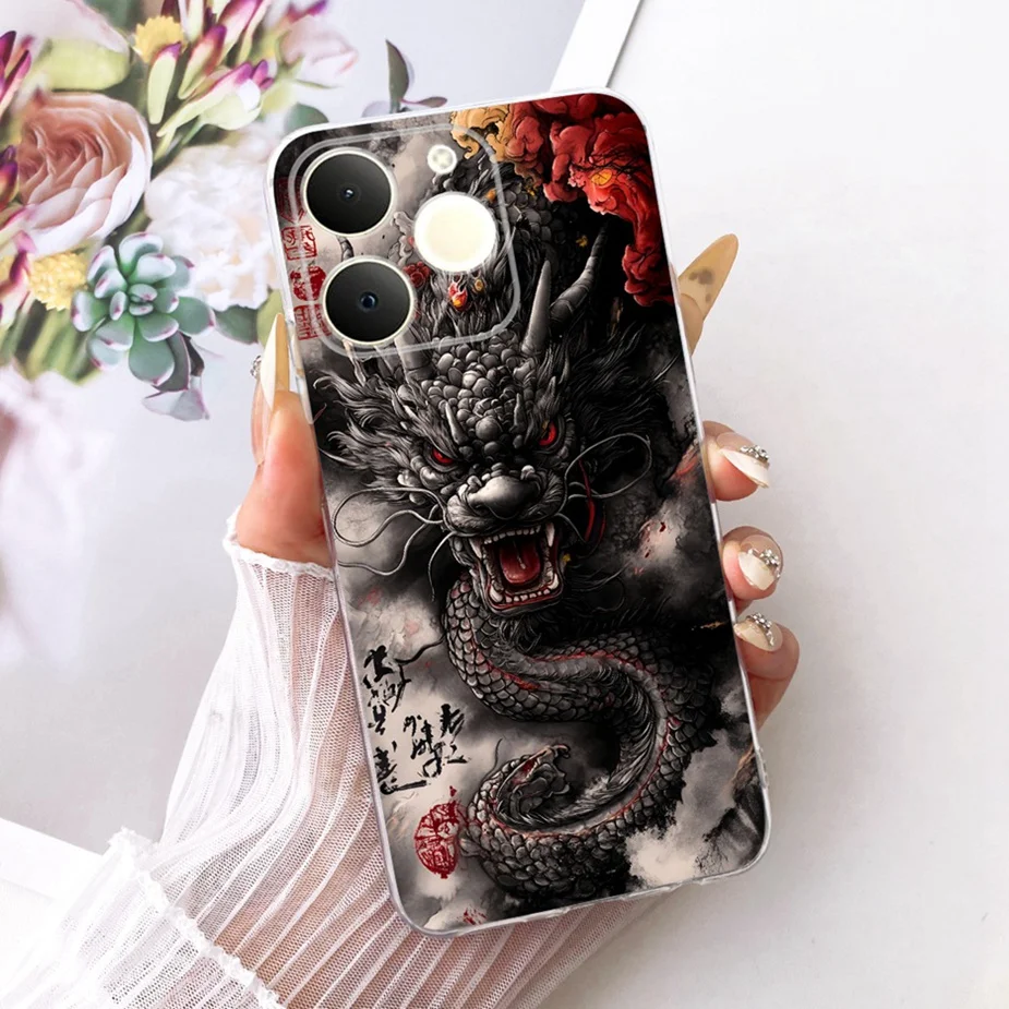 Luxury Lotus Painted Soft Silicone Case - Elegant Protective Cover
