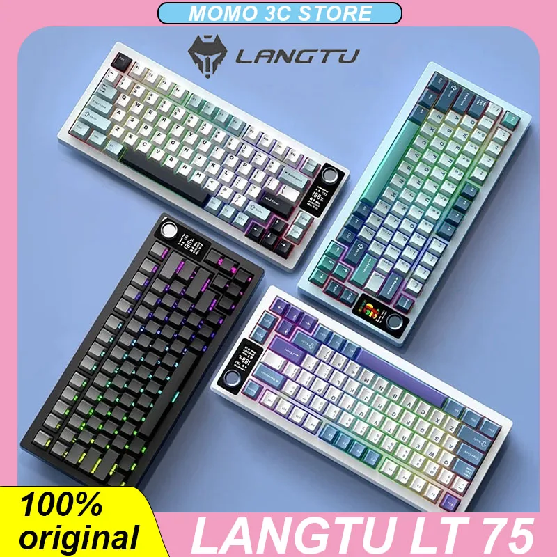 

Langtu Lt75 Mechanical Keyboard Three Mode Wired/Wireless/Bluetooth 80 Keys Pbt Gasket Rgb Customized Office Pc Game Keyboard