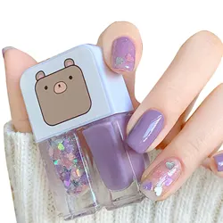 High Gloss Shine Water - Based Peel - Off Nail Polish Set - 2 Bottles, Frosted Finish (10)