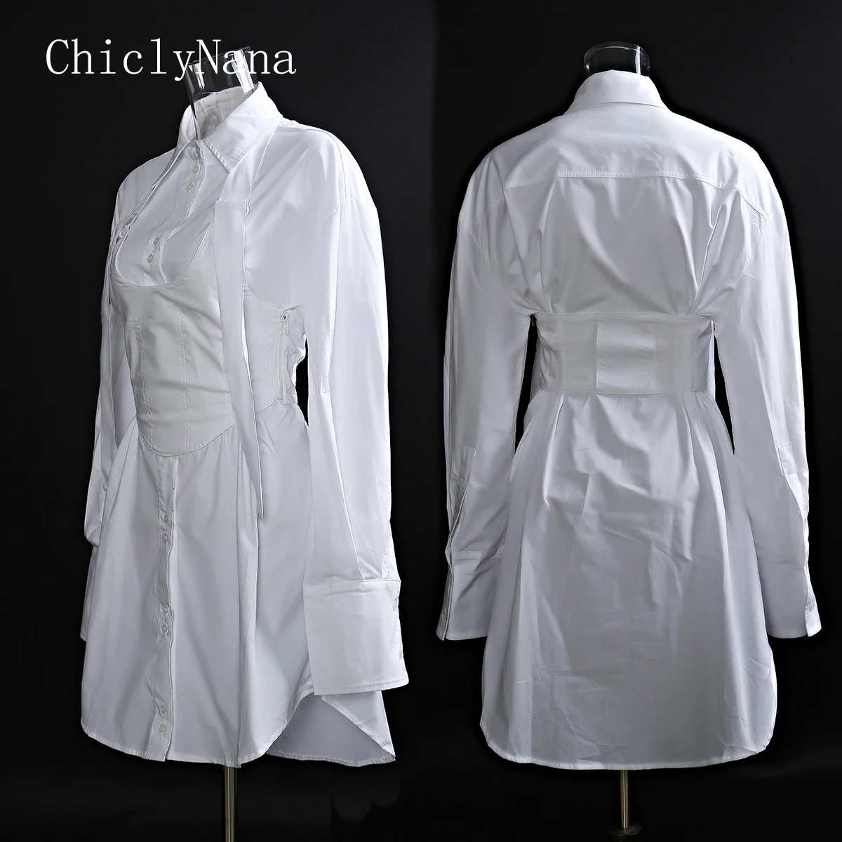 

Chiclynana рубашка + регулируемый плечевой ремень дизайн ремень повседневные модные платья из двух частей для женщин