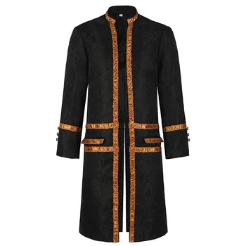 NEW2023 new European and American men's coat solid color fashion steampunk vintage men's uniform stand collar clothing