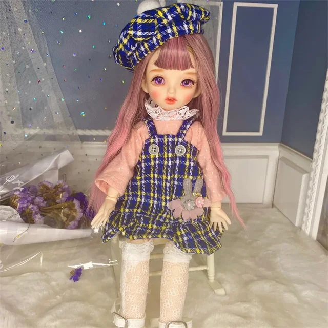 30CM BJD Doll 22 Movable Joint Color Eyes Aggrieved Face Full Set Doll Kawaii Princess Dress Changeable Wig Child Birthday Gift 6