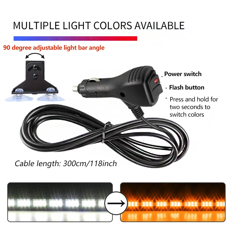Multifunctional Color-Changing Bumper Light Led Strobe Rescue Warning Light Car Truck Opening Flash Strip Stick