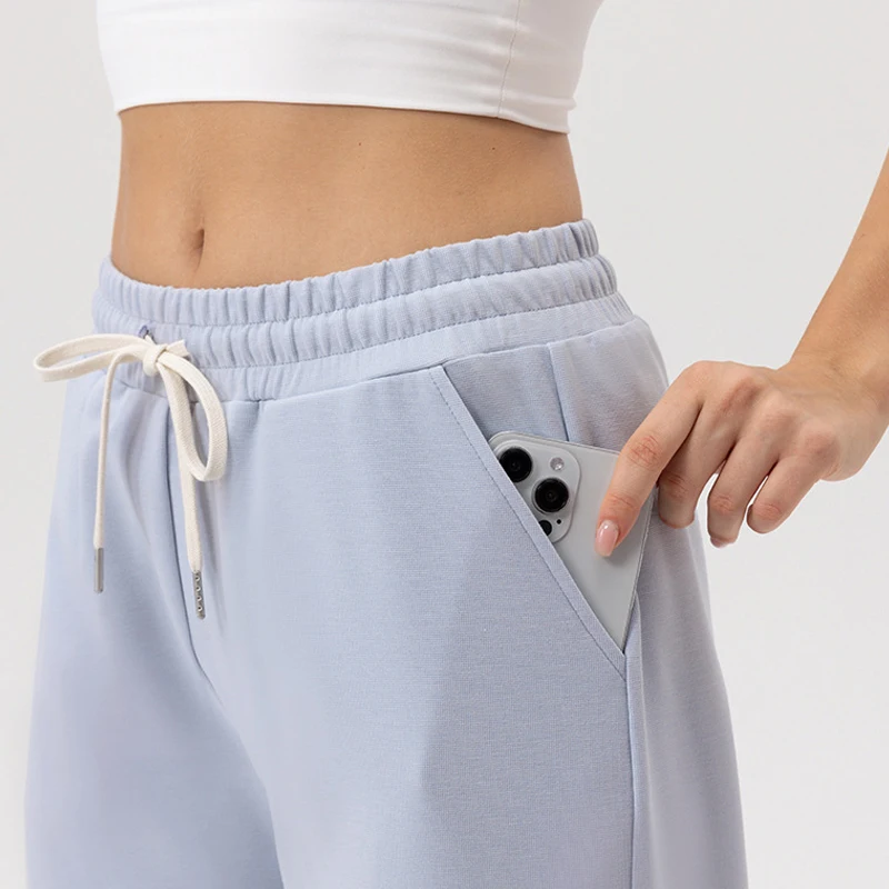 Customize Loose Breathable High Waist Casual Sports Pants Drawstring Gym Fitness Trousers Quick Dry Running Jogging Bottoms