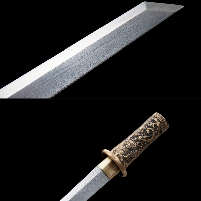 Longquan City Sword Tang Knife Tang Horizontal Knife Short Knife Forging Small Tang Knife Collectibles Crafts Cold Weapons