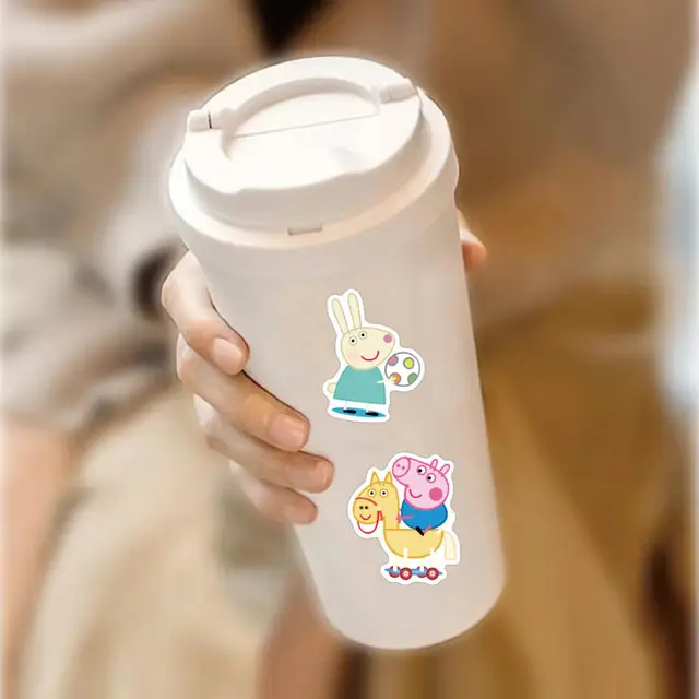 Autocollant Peppa Pig pour enfants, 50 pièces, dessin animé doodle, boîte à stylos, bouteille d'eau, sac de réfrigérateur, décoration murale, petit cadeau 4
