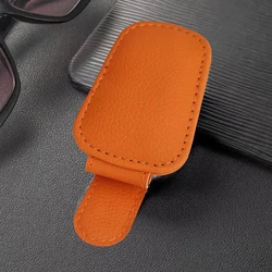 Magnetic Leather Sunglass Holder Clip for Car Visor - Premium Eyewear Accessory (Orange)