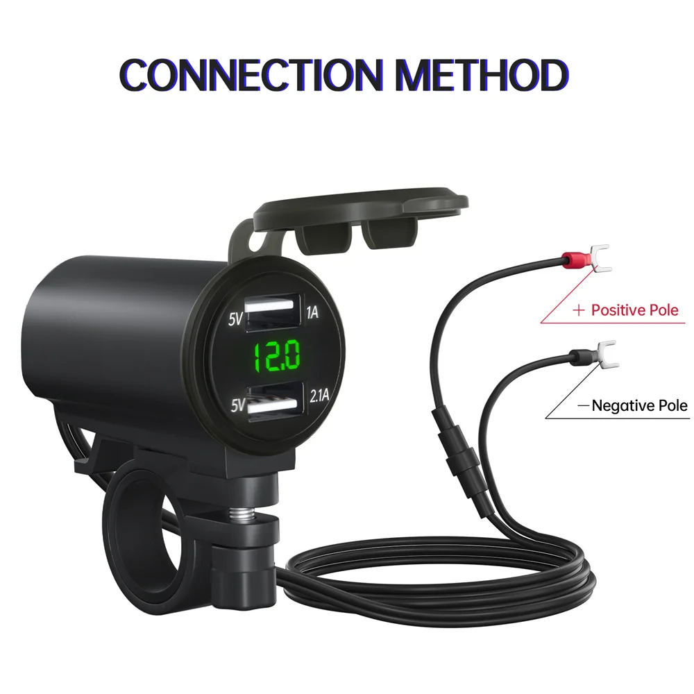 Motorcycle Refitted with USB Car Charger 3.1A Fast Charging Dual-port Interface Mobile Phone Car Charging with Voltmeter motorcycle phone charger waterproof dual port 3a fast charging phone tablet gps charger usb motorcycle phone charger motorcycle