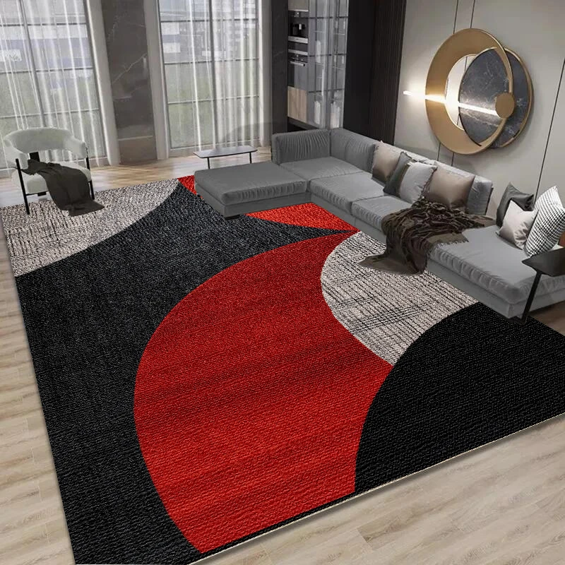 Modern Geometry Living Room Carpets Red Black Abstract Bedroom Bedside Decor Rug Sofa Table Beside Mats Large Area Rugs ковер 러그 4