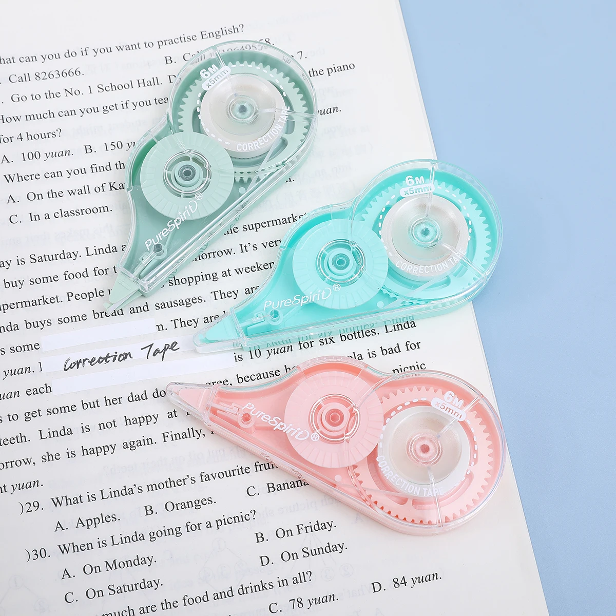 3pcs 19.7 Ft White Out Correction Tape Tear-Resistant Tape Bulk for School Office Note Taking Journal Tape Width 0.2 in