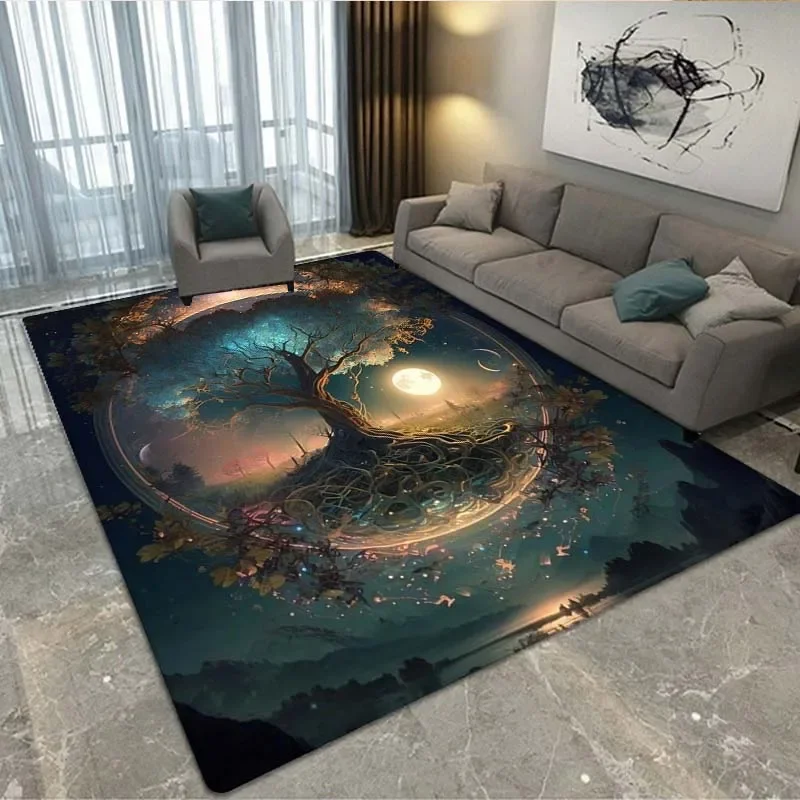 

Viking Valknut Yggdrasil Tree of Life Rectangular Carpet, Living Room Bedroom Sofa Game Room Decorative Carpet, Non-SlipFloorMat