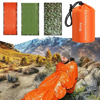 Emergency Sleeping Bag Ultra Waterproof Mylar Thermal Blankets Lightweight Survival Sleeping Bag Keep Warm for Camping Hiking 1