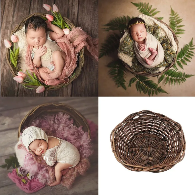 Photography Baby Props Baby Shoot Studio Woven Accessori Retro Basket Photo Prop Baby Newborn