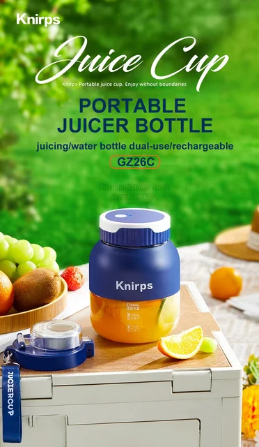Knirps Dual Use Juicer Cup Double Lids Outdoor Sports Camping Picnic Water  Bottle 500ML Portable Fresh Juice Milkshake Blender