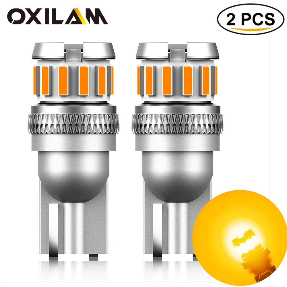 

OXILAM 2 шт. T10 W5W Светодиодная лампа Canbus без ошибок 168 оранжевая Светодиодная лампа 12 В сверхъяркая внутренняя лампа для чтения габаритных огней с боковым клином