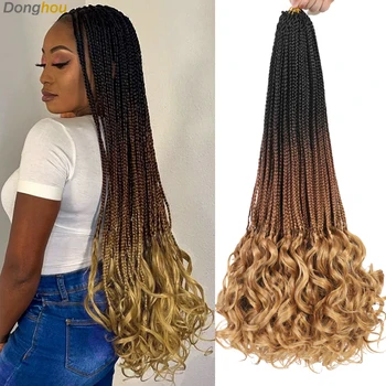 French Curl Crochet Braids 14 18 24 Inch 1- 8 Packs 1B 30 27 350 613 Bug Grey Colors Ombre Brown Goddess Box Braids Crochet Hair 1