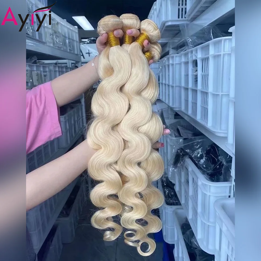 

613 Blonde Colored Human Hair Bundles 30 32inch Body Wave Bundle Hair Extensions 1/3/4 Brazilian 100% Remy Hair Weave Bundles