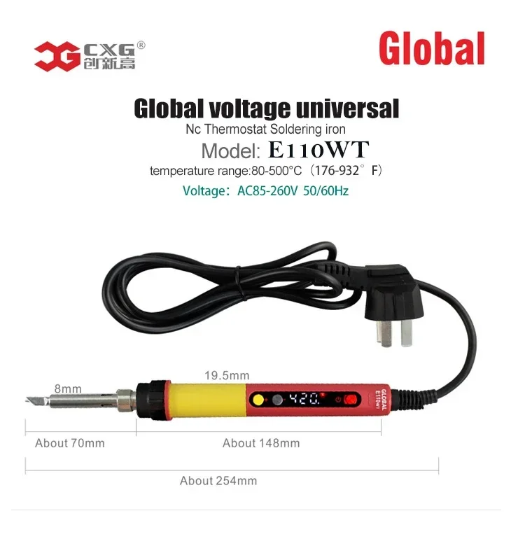 CXG E110W EU Plug Digital LCD Adjustable NC thermostat Electric soldering iron handle kit set Welding repair Better than 936d 4