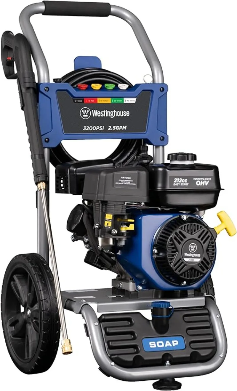 

WPX3200 Gas Pressure Washer, 3200 PSI and 2.5 Max GPM, Onboard Soap Tank, Spray Gun and Wand, 5 Nozzle Set, CARB Compliant