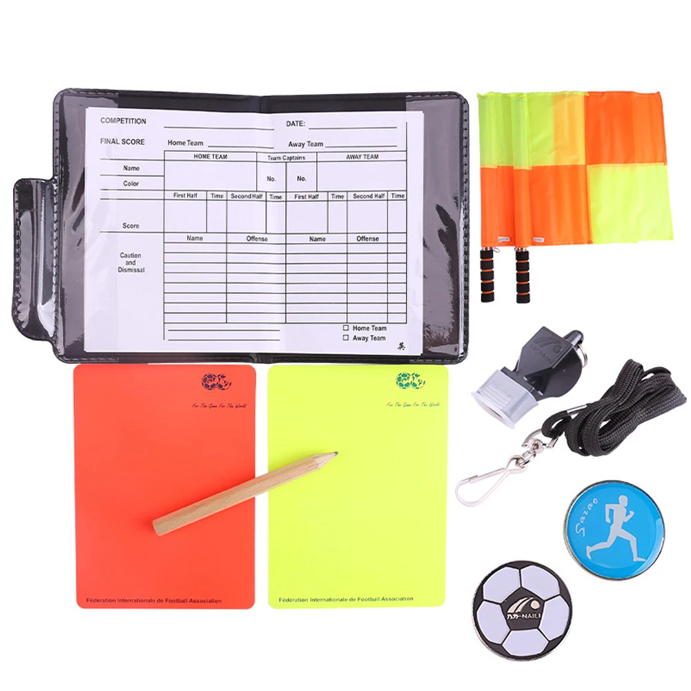 Referee Essentials Set: Whistle, Scorebook, Pencil, Red & Yellow Warning Cards