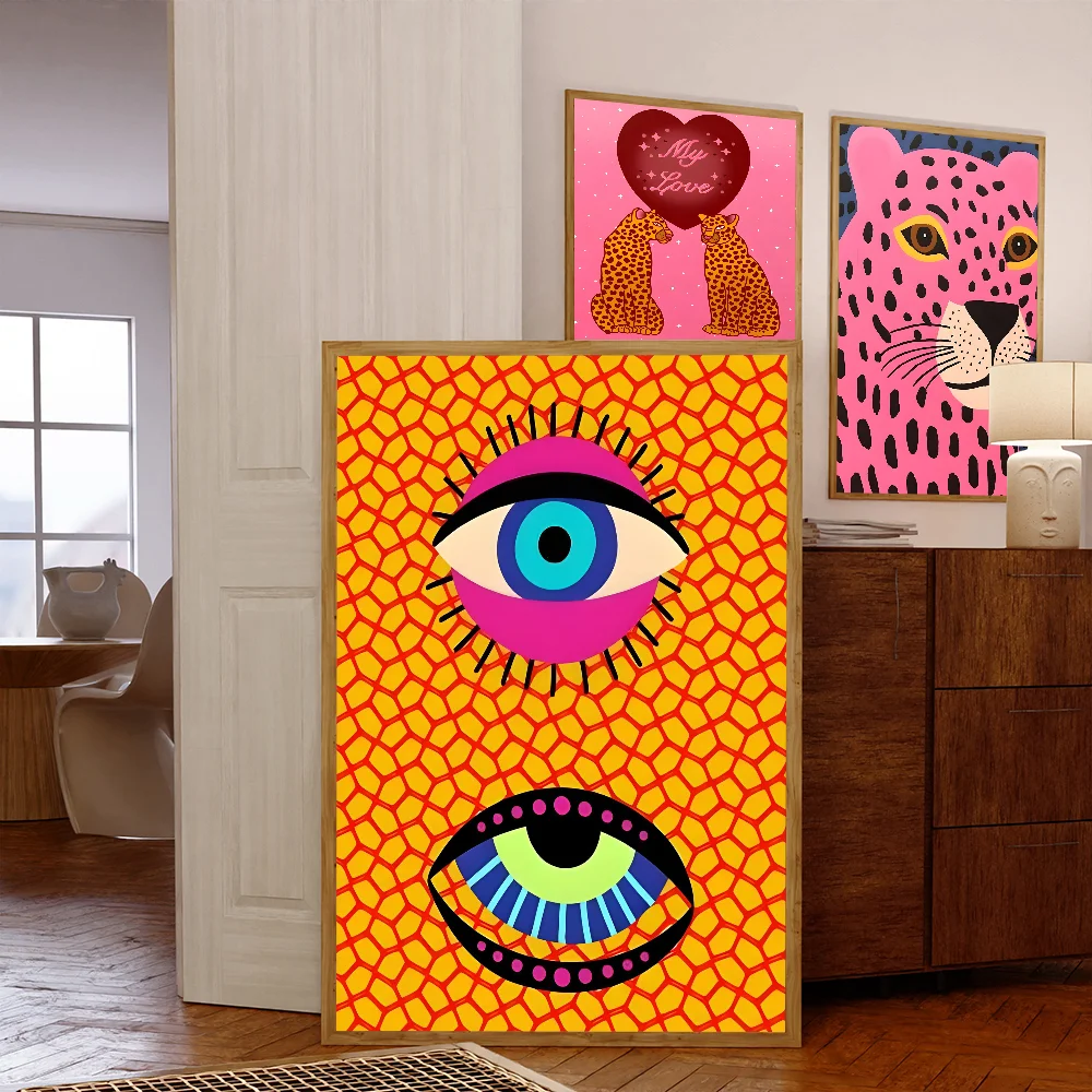 Vintage posters poster prints diy poster sticker Wild Leopard Tiger Vase Flower Girl Power Posters Waterproof Paper Sticker DIY Vintage Coffee House Bar Decor Art Wall Stickers